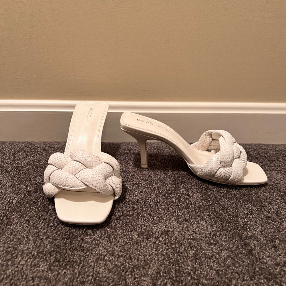 White Bcbgeneration Thick Braided Heels - image 2